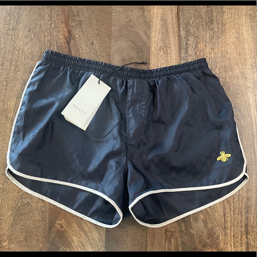 Gucci GG nylon swim short with bee